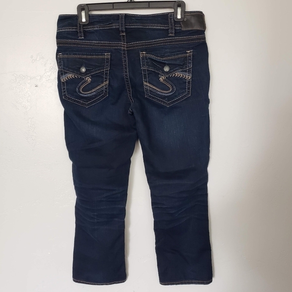 Silver Jeans Suki Mid Capri Women's 31" 22.5" Inseam Dark Wash Cropped - Picture 1 of 9